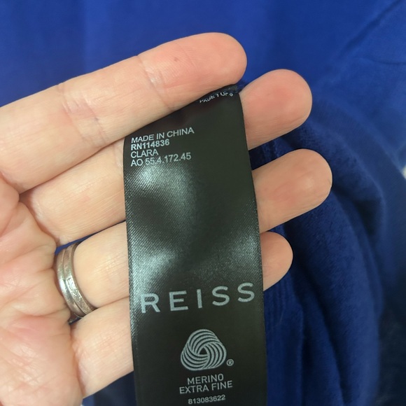 Reiss 100% Merino Wool Cap Sleeve Sweater Gorgeous Vibrant Cobalt Blue - Picture 3 of 9